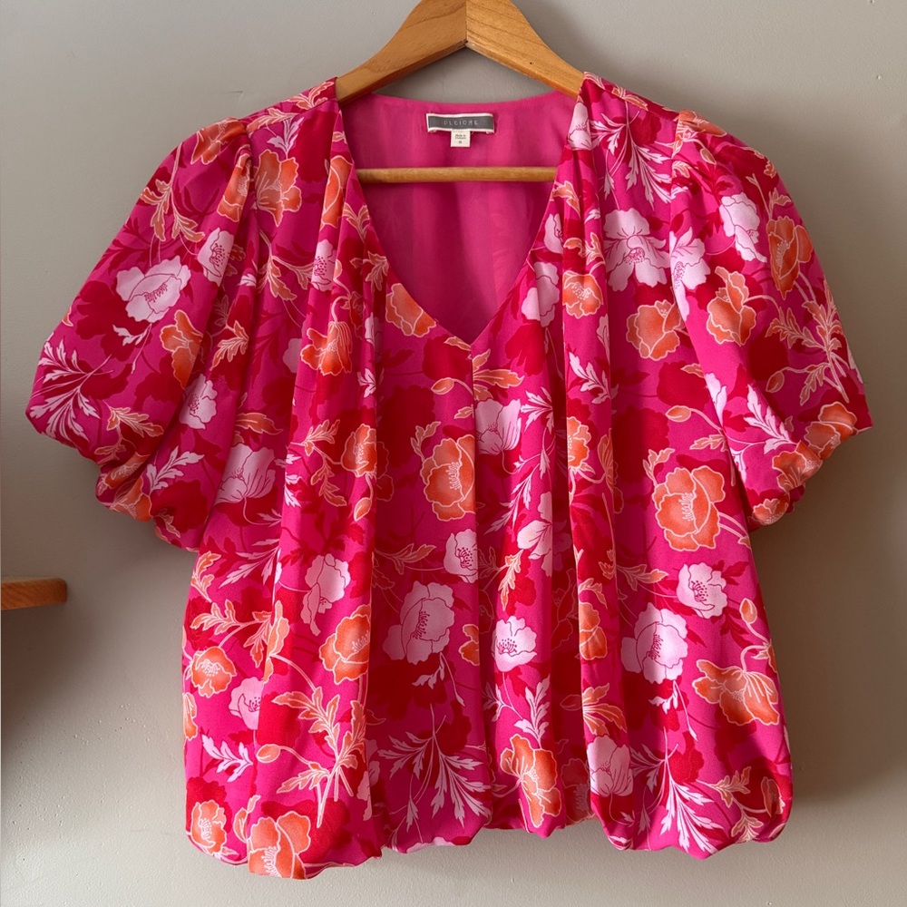 PLEIONE for Anthropologie Women’s Pink Floral Top size Small